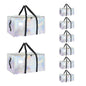 Moving Bags Extra Large 8 Pack - Heavy Duty Storage Totes with Wrap-Around Handles & Reinforced Zippers - Foldable Moving Box Alternative, Water-Resistant for Dorm, Closet & Under Bed Storage (Clear)