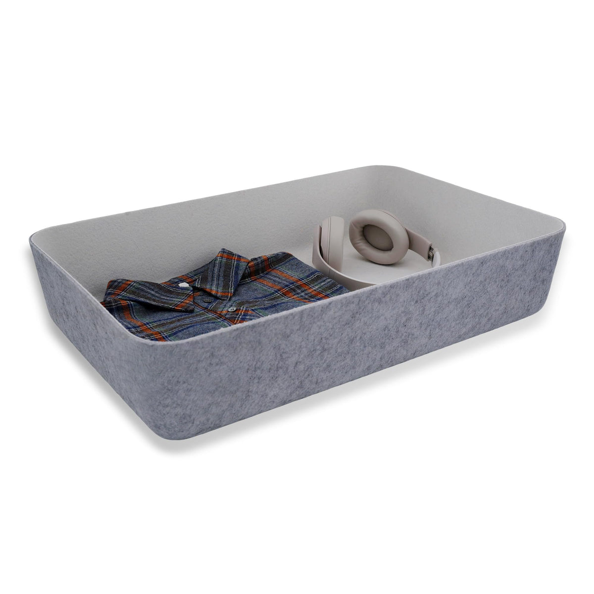 Welaxy Felt Underbed Storage Basket Oatmeal Natural Nordic shelf bin long