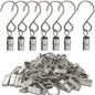 Stainless Steel S Hooks Curtain Clips, 50 Pack Hanging Party Lights Clips Hangers Gutter Photo, Art Craft Display, 2.4 Inch Long, Black