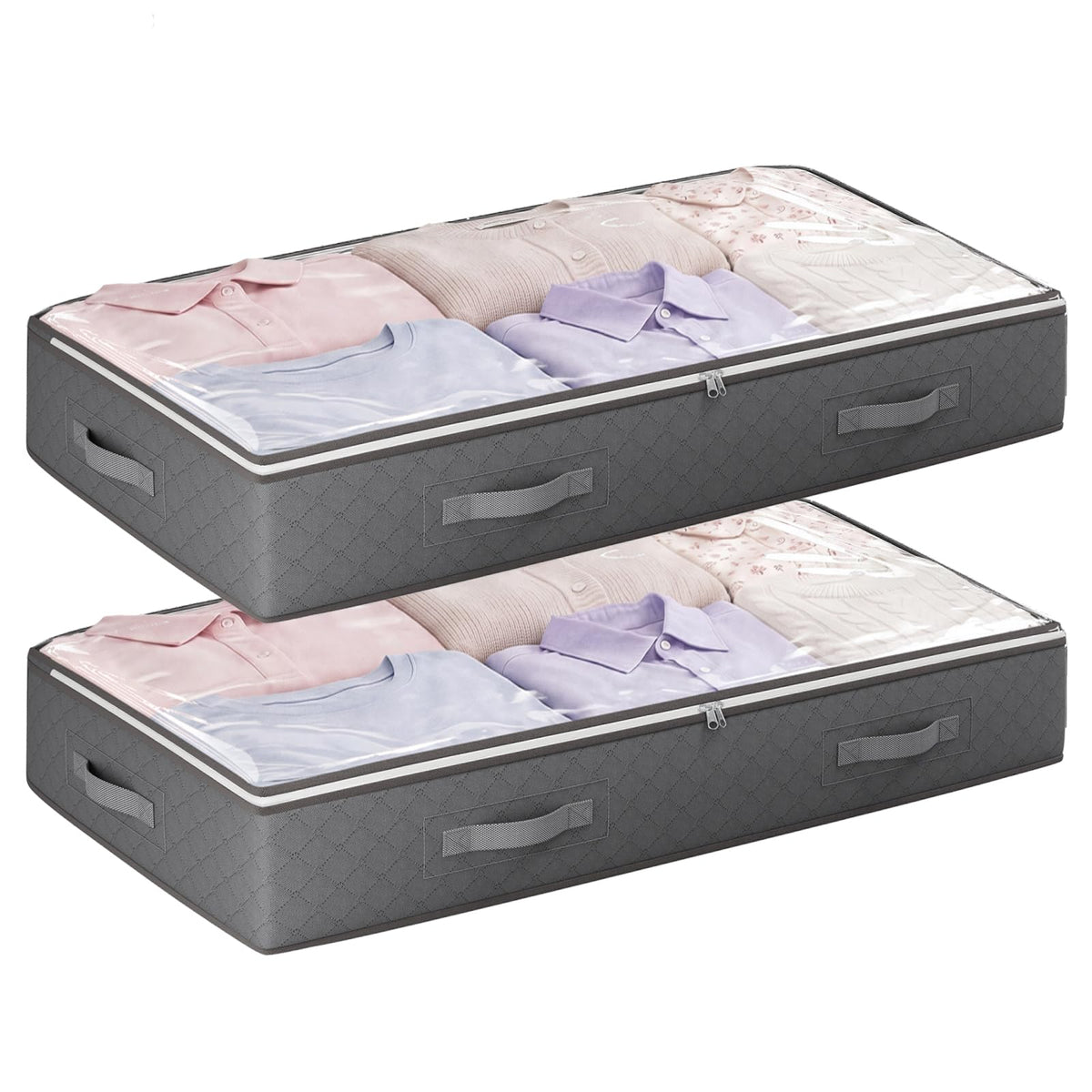 Budding Joy 95L Under Bed Storage Containers, 6 Pack Storage Bins, Grey