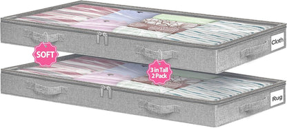 3-in Low Profile Under Bed Storage, No Structure, 2-Pack, Gray