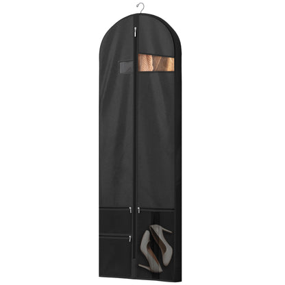 Lazebox 43" Travel Garment Bag with Accessories Zipper Pocket, Heavy Duty Suit Bag for Suits, Tuxedos, Dresses, Coats, Black, 1 pack
