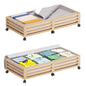 Wisuce 2 Packs Bamboo Under Bed Storage Organizer with Wheels White Small