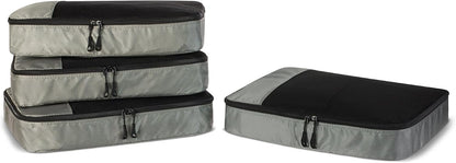 Amazon Essentials 4-Piece Packing Cubes Travel Accessories Set, Luggage Organizer, Suitcase Organizer with Double Zipper, Mesh Top, Space-Saving, Large, Gray (Previously Amazon Basics)