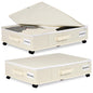 Vincona Under Bed Storage with Wheels, 2 Pack Under Bed Storage Containers with Label Holders for Clothes, Shoes and Blankets, Rolling Underbed Shoe Organizer with Cover, Beige (30.71x15.7x7.28 in)