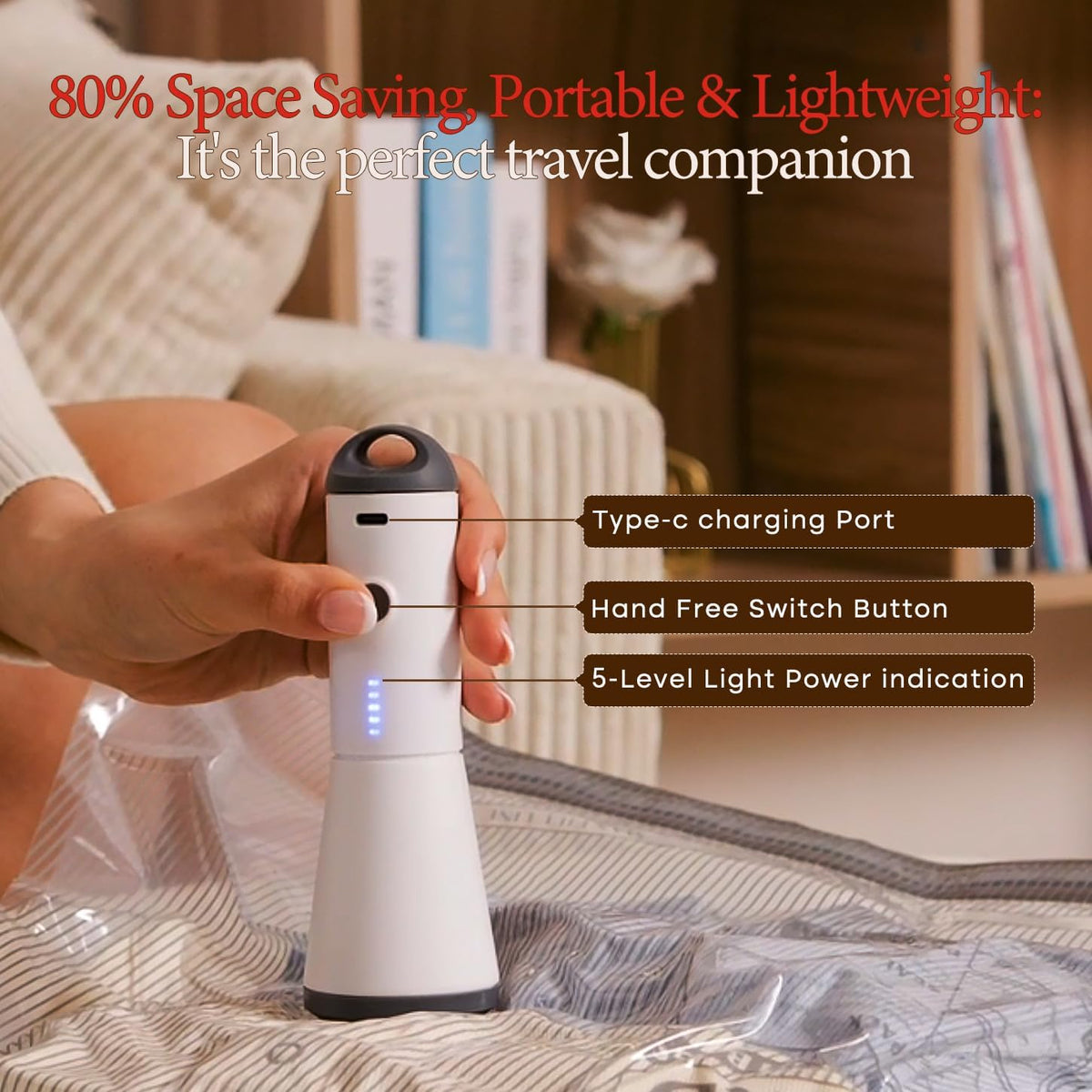 Vacbird Travel Vacuum Bags with Rechargeable Pump, Carry-On Space Saver