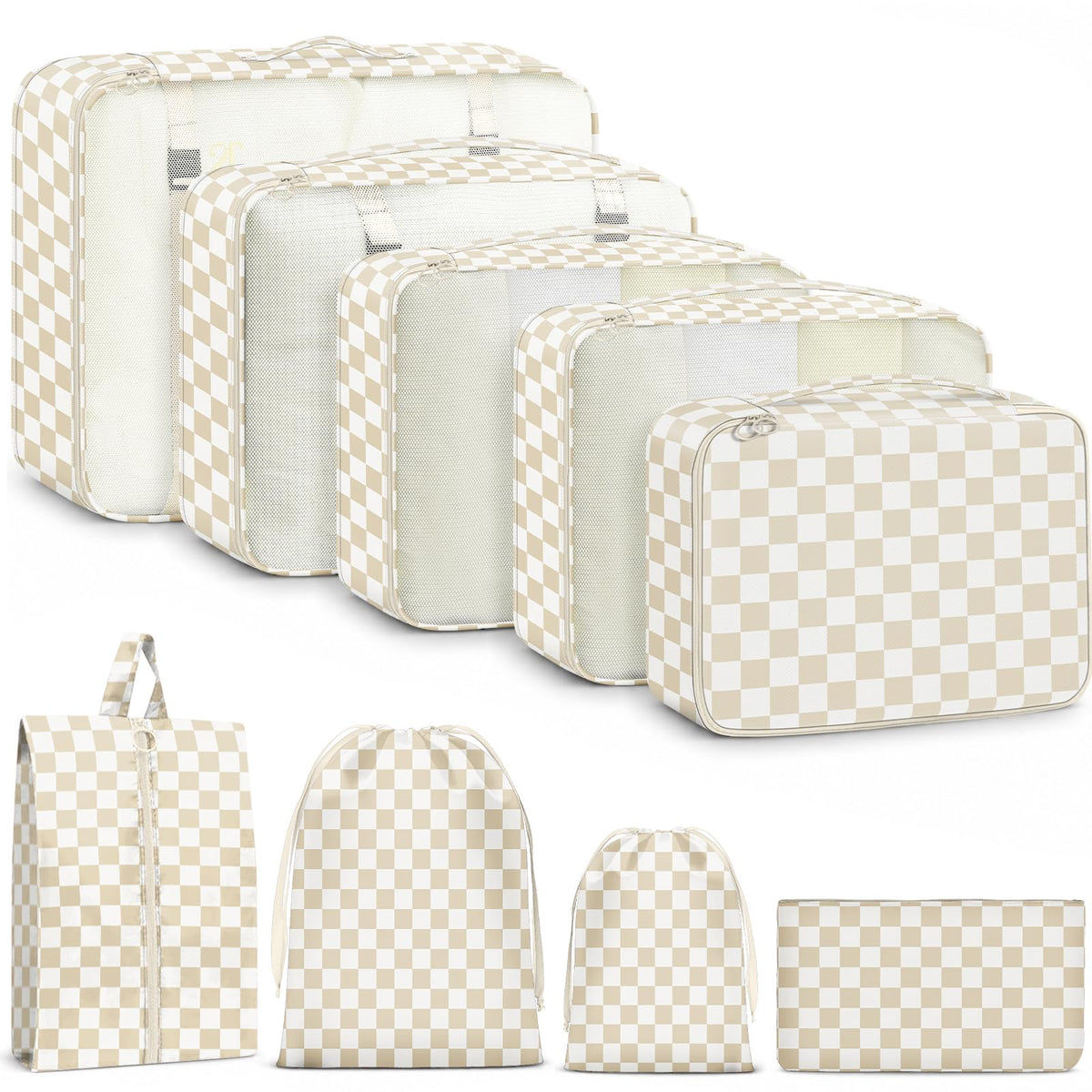 9 Set Packing Cubes for Travel Essentials - Lightweight Carry-On Luggage Organizer Bags with Shoe, Clothes & Laundry Bags for Airplane, Family & Business Travel, Leopard print