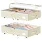 EE-RoomWorld Under Bed Storage with Wheels, No Assemble Required 5.5 inches height beige under bed storage bins,Low Profile Rolling Underbed Shoe Storage containers，dorm underbed storage drawers