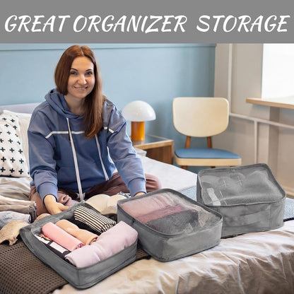 Silkfly 4 Pcs XL Packing Cube for Travel Luggage,Simple,Gray