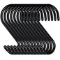 DINGEE 4 Inch 12 Pack S Hooks - Heavy Duty, Large Rubber Coated Black Non Slip Metal Hooks for Closet, Garden, Jeans, Plants, Jewelry, Pot, Pan, Cups, Towels