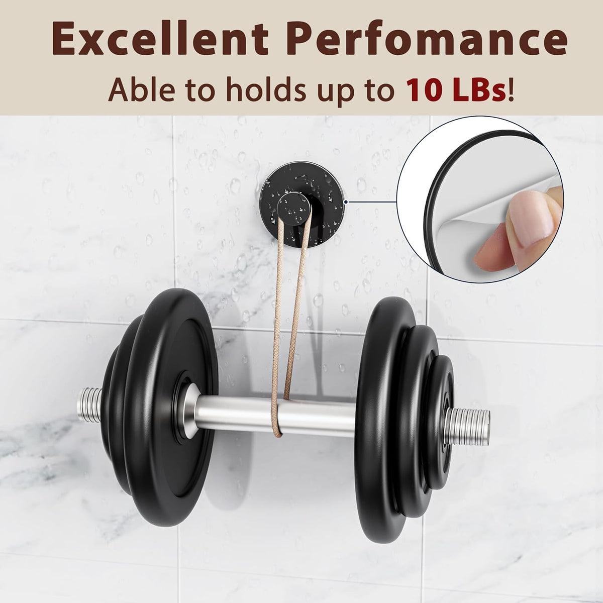bussdis Multifunctional Towel Hooks for Bathroom Wall - Extra Sticky Stainless, Holds up to 12LB, Coat Hooks Wall Hooks, Adhesive Door Holder Hanger Shower Accessories, Matt Black Heavy Duty