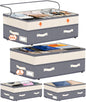 Dolicer 2 Pack Under Bed Storage with Wheels, 6in-10in Height Adjustable Underbed Storage Containers, 92L XXXL Under Bed Drawers Rolling Bin with Clear Lids for Dorm Shoes Clothes Organizers(Grey)