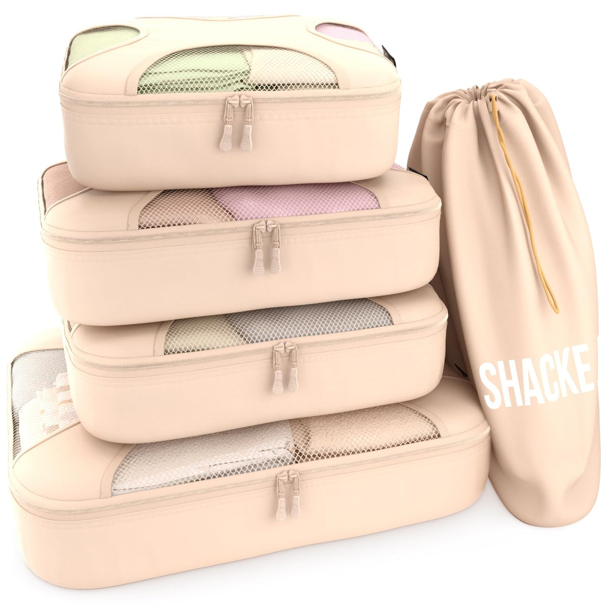 Shacke 5 Set Packing Cubes for Travel with Laundry Bag (Green Grass)