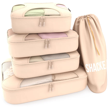 Shacke 5 Set Packing Cubes for Travel with Laundry Bag (Green Grass)