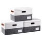 PRANDOM Large Collapsible Storage Bins with Lids [3-Pack] Linen/Cotton Blend Foldable Storage Boxes Organizer Containers Baskets Cube with Cover for Home Bedroom Closet Office Nursery(17.7x11.8x11.8)