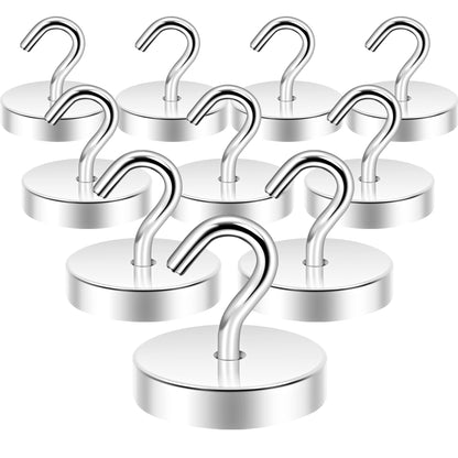 Neosmuk Magnetic Hooks Steel Tube Design for Cruise,80lb+ Black,10 Pack