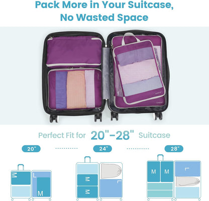 Cambond Mesh Compression Packing Cubes for Travel - 4 Set Organizer, Purple