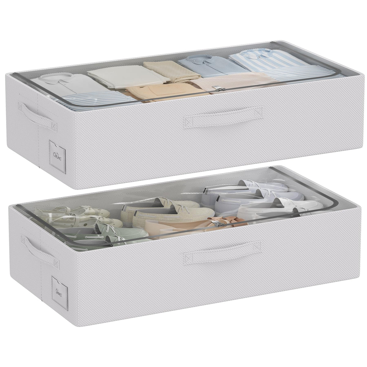 CYhom Under Bed Storage Bins Frame Storage Box Oxford Fabric Sturdy Underbed Container Foldable Stackable Large Capacity Clothes Organizer
