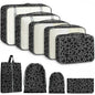 9 Set Packing Cubes for Travel Essentials - Lightweight Carry-On Luggage Organizer Bags with Shoe, Clothes & Laundry Bags for Airplane, Family & Business Travel, Leopard print