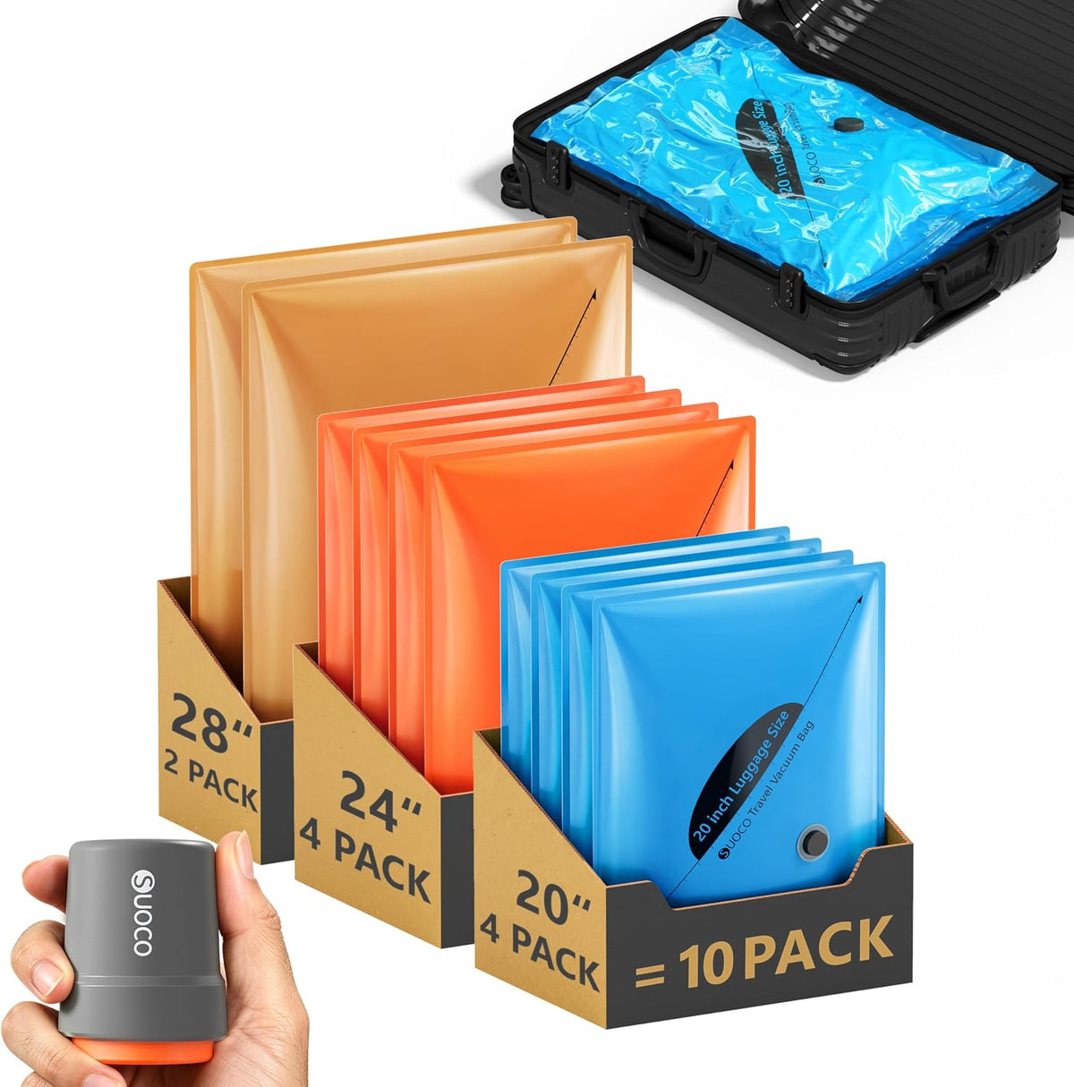 Travel Vacuum Bags with Cordless Electric Pump, 16 Combo Compression Packing Cubes for Clothing Clothes, Luggage Suitcase Organizer, Space Saver Vacation Cruise Travel Essentials