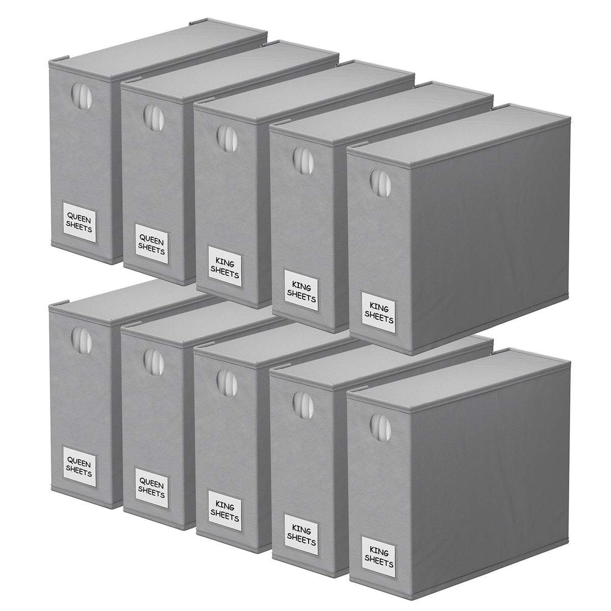 SpaceAid 4 Pack Bed Sheet Organizers and Storage, Foldable Organizer for Linen Closet, Sheets Set Folder Keeper with Window XL (Queen & King Size) Organizing Bedding Container, Gray 91ZDSN-SL01-G4
