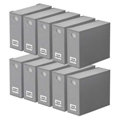 SpaceAid 4 Pack Bed Sheet Organizers and Storage, Foldable Organizer for Linen Closet, Sheets Set Folder Keeper with Window XL (Queen & King Size) Organizing Bedding Container, Gray 91ZDSN-SL01-G4