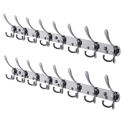 Dseap Coat Rack Wall Mounted - 5 Tri Hooks, Heavy Duty, Stainless Steel, Metal Coat Hook Rail for Coat Hat Towel Purse Robes Mudroom Bathroom Entryway (Black, 2 Packs)