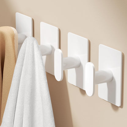 pickpiff Adhesive Towel Hooks: 20LB Extra Strong Wall Hanger, White 4 Pack