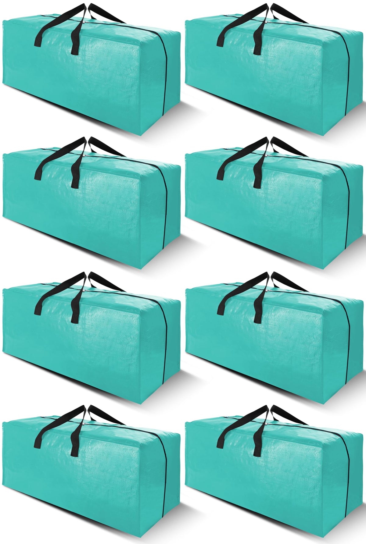 Cosy Family 8 Pack Heavy Duty Extra Large Moving Bags with Backpack Straps - Strong Handles & Zippers, Storage Totes For Space Saving, Fold Flat, Alternative to Moving Box (Set of 8, Blue)