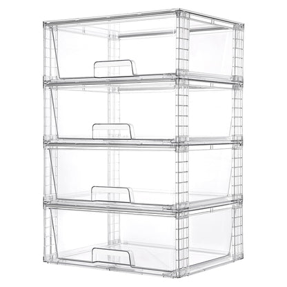 Vtopmart 2 Pack Large Clear Stackable Plastic Storage Drawers for Closet