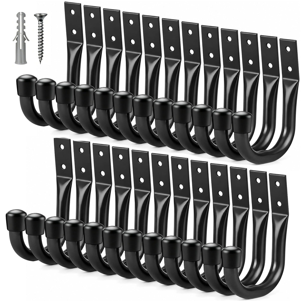 Heavy Duty Garage Storage Hooks, 12-piece Bike Hooks for Garage Wall, Utility Garage Hooks, Wall Mount J Hook for Hanging, Large Metal Storage Organizer Tool, Extension Cord Hanger