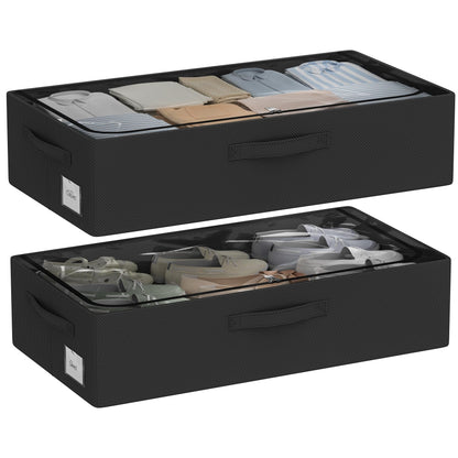 CYhom Under Bed Storage Bins Frame Storage Box Oxford Fabric Sturdy Underbed Container Foldable Stackable Large Capacity Clothes Organizer