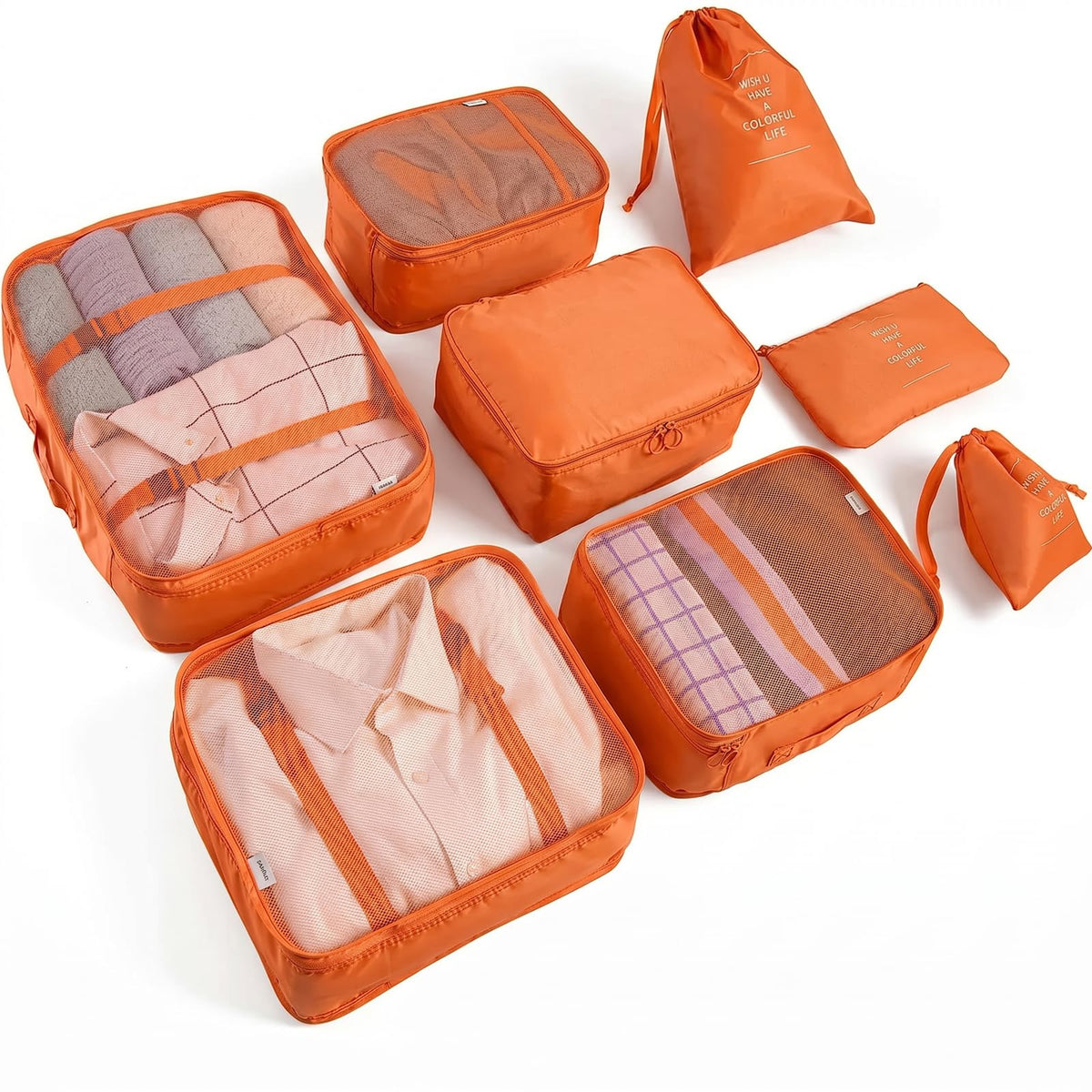 LANSKLBD 6/8 Set Packing Cubes for Suitcases Travel Luggage Packing Organizers,Travel Accessories Essentials Luggage Organizer with Shoe/Tioletry/Laundry Bag (Black, 6 set)