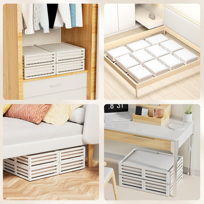 Wisuce 2 Packs Bamboo Under Bed Storage Organizer with Wheels White Small