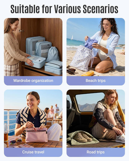LIGHT FLIGHT 8 Set Packing Cubes for Travel, Cruise Ship Travel Essentials
