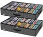 Onlyeasy Sturdy Under Bed Shoe Storage Organizer, Set of 2, Fit 12 to 24 Pairs, Underbed Shoes Closet Storage Solution with Clear Window, Breathable, L29.3 x W23.6 x H5.9, Linen-like Black, MXAUBSB2P