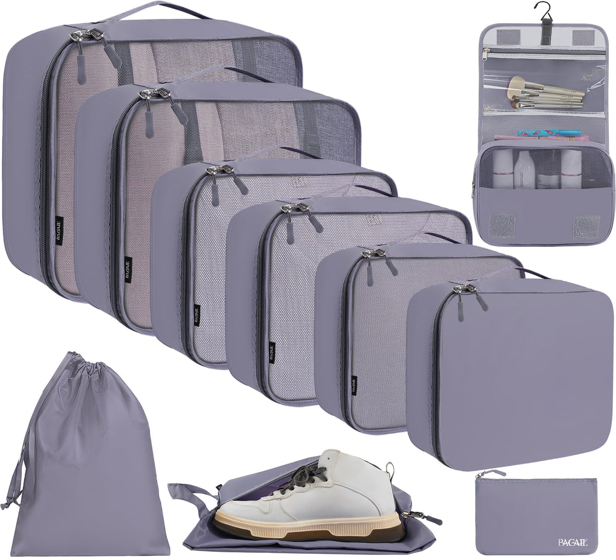 BAGAIL 6 Set/8 Set/10 Set Packing Cubes Various Sizes Packing Organizer for Travel Accessories Luggage Carry On Suitcase