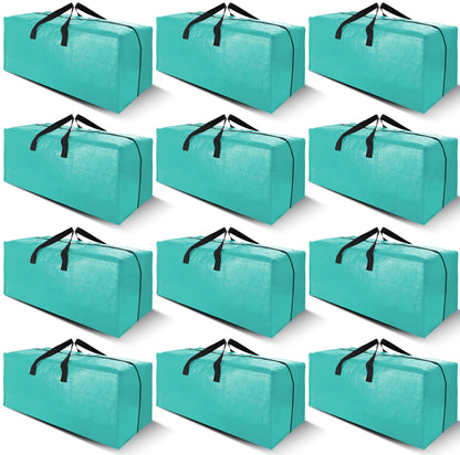 Cosy Family 8 Pack Heavy Duty Extra Large Moving Bags with Backpack Straps - Strong Handles & Zippers, Storage Totes For Space Saving, Fold Flat, Alternative to Moving Box (Set of 8, Blue)