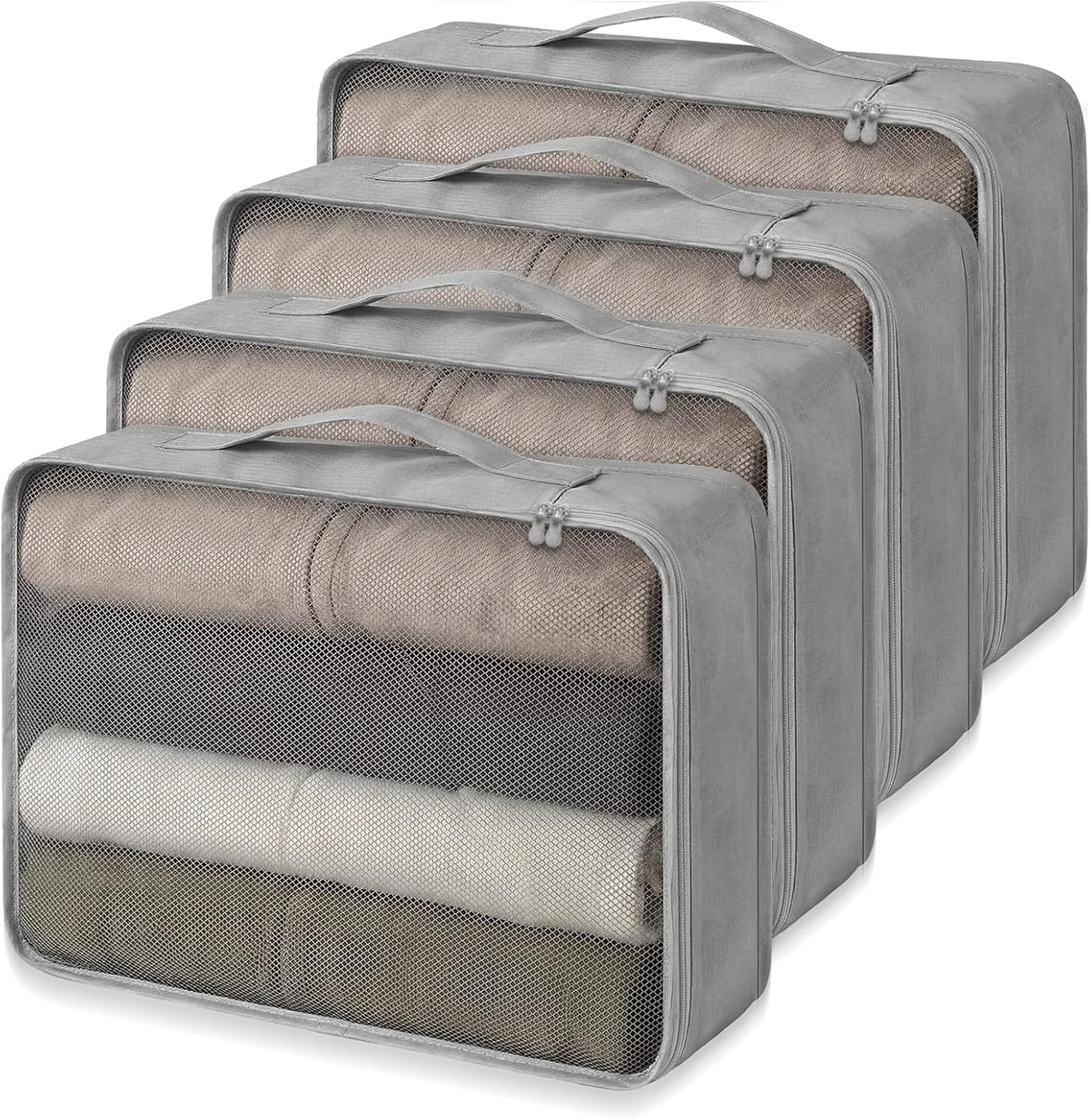 Silkfly 4 Pcs XL Packing Cube for Travel Luggage,Simple,Gray