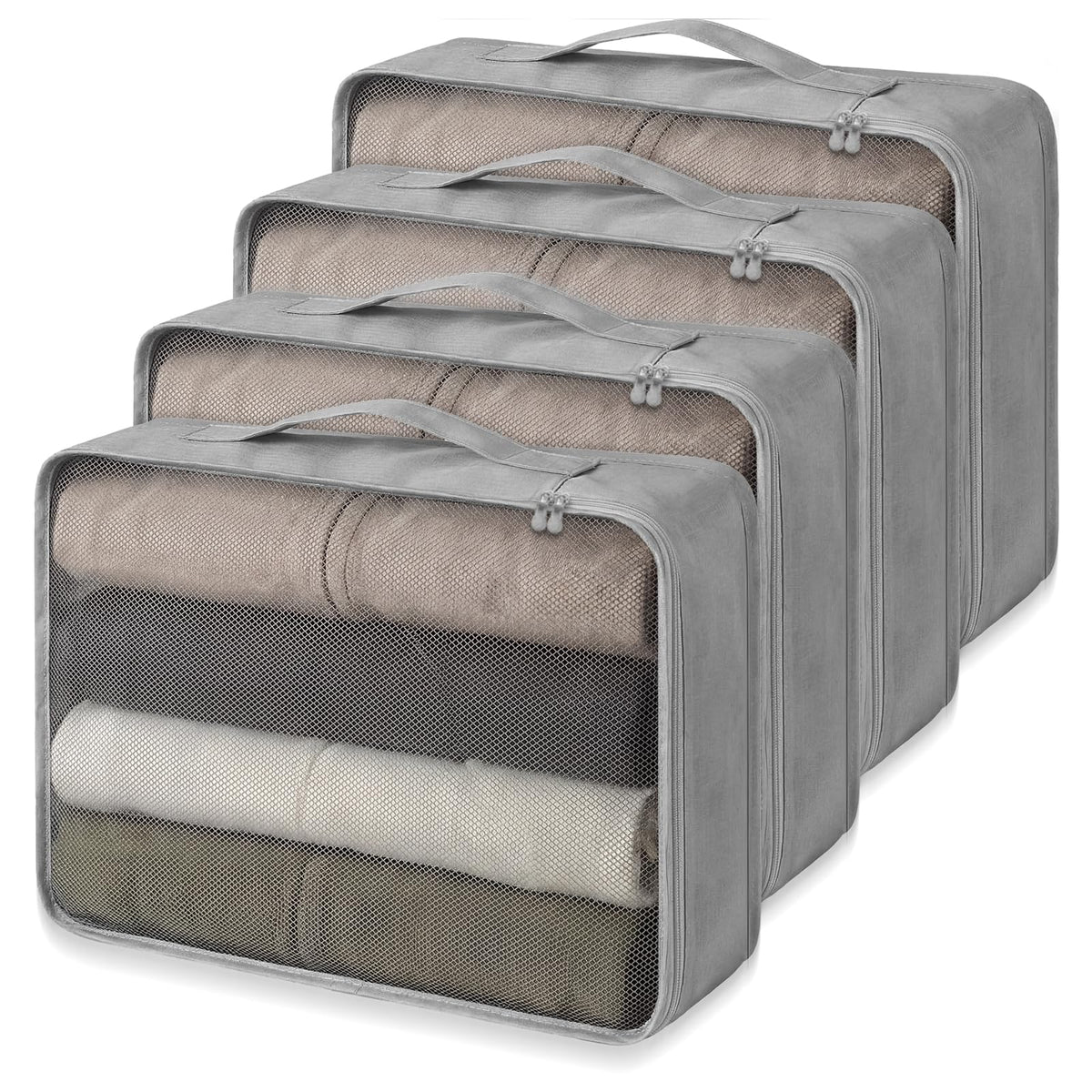 Silkfly 4 Pcs XL Packing Cube for Travel Luggage,Simple,Gray