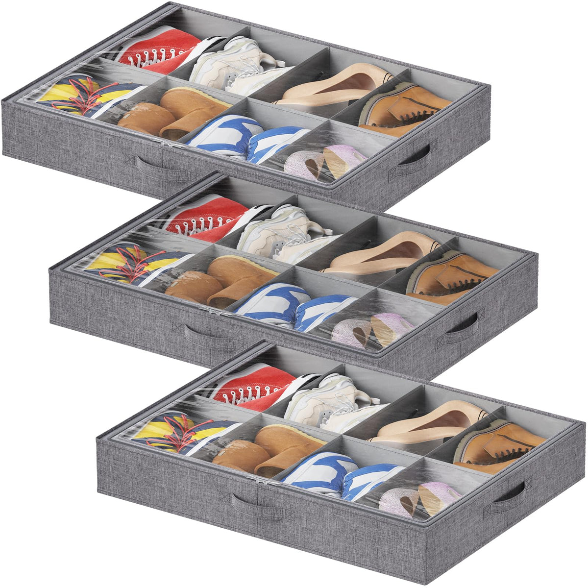 Lifewit 4.3 Inches Under Bed Shoe Storage Organizer Fits 8 Pair Sneakers,