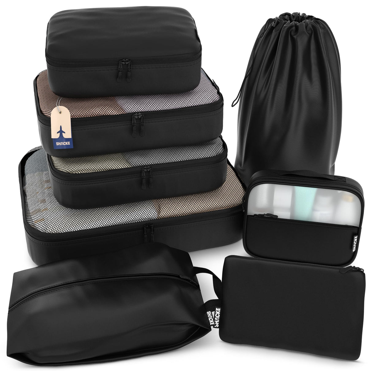 Shacke 5 Set Packing Cubes for Travel with Laundry Bag (Green Grass)