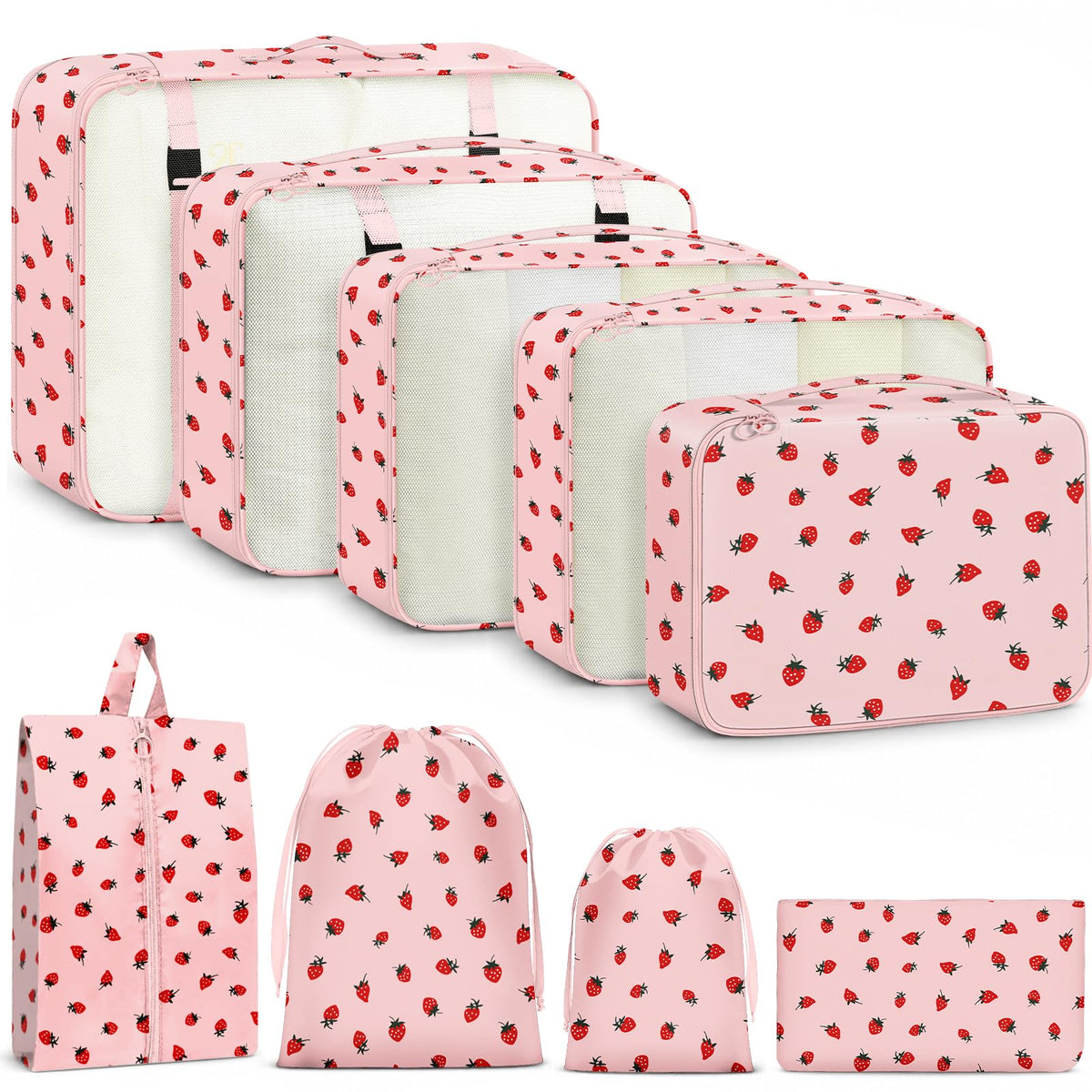 9 Set Packing Cubes for Travel Essentials - Lightweight Carry-On Luggage Organizer Bags with Shoe, Clothes & Laundry Bags for Airplane, Family & Business Travel, Leopard print