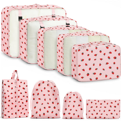 9 Set Packing Cubes for Travel Essentials - Lightweight Carry-On Luggage Organizer Bags with Shoe, Clothes & Laundry Bags for Airplane, Family & Business Travel, Leopard print