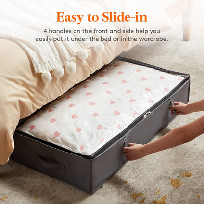 Lifewit 95L 4 Pack Under Bed Storage Container, Blanket Organizer, Gray