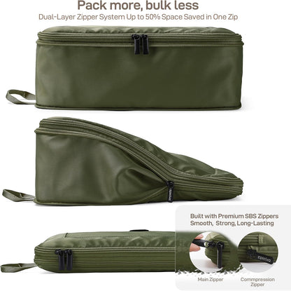 EPICKA TripCozy Compression Packing Cubes, 4 Set, Olive Green