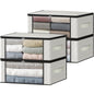 HomeHacks 3-Pack Clothes Organizer Storage Bags, 35L Storage Bins, Gray