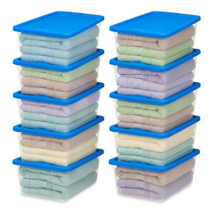 HOMZ Clear Plastic Storage Bins w/Snaplock Lids, 28 Qt, Gray, 2 Pack