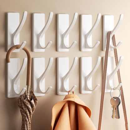 pickpiff White Self-Adhesive Hook, 13LB Hanger for Coat/Towel, 6 Pack