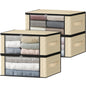HomeHacks 3-Pack Clothes Organizer Storage Bags, 35L Storage Bins, Gray